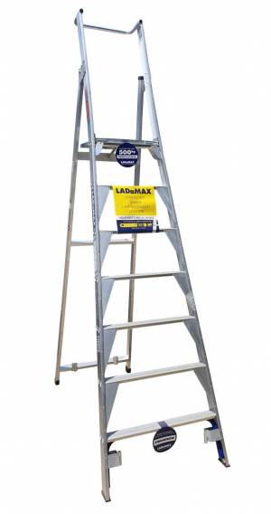 Ladamax Aluminium Platform Step Ladder - 7 Step (2.1m) - Aust Made  PS10/7G - "MEGA" LADDER SALE
