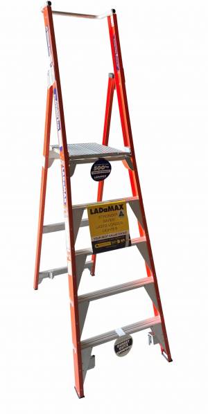 Ladamax 150KG 5 Step Fibreglass Platform Ladder (G) - 5" (1.5m) Aust Made  FPS8/5G - "MEGA" LADDER SALE