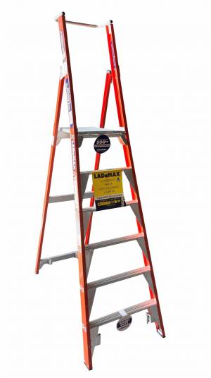 Ladamax 150KG 6 Step Fibreglass Platform Ladder (G) - 6" (1.8m) Aust Made  FPS9/6G - "MEGA" LADDER SALE