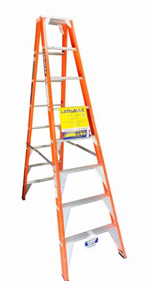 Ladamax Fibreglass 150kg Double Sided Ladder 8Ft - (2.4m) - Aust Made  FDS082 - "MEGA" LADDER SALE