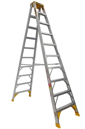 Gorilla 3.0m (10') Heavy Duty Industrial Double Sided Aluminium Step Ladder - 180Kg Rated - SM010-HD - "MEGA" LADDER SALE