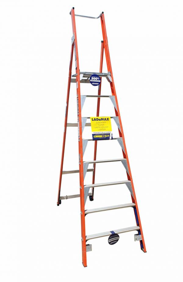 Ladamax 150 KG Fibreglass Platform Ladder - 7" (2.1) | Ladamax 150 KG Fibreglass Platform Ladder - 7" (2.1) | Ladamax 150 KG Fibreglass Platform Ladder - 7" (2.1) | Castors (optional extra)