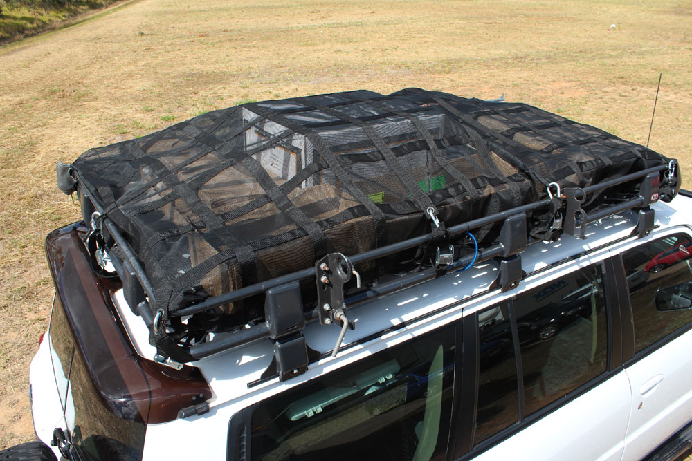 HosDen Cargo Net 60 x 110CM Adjustable Elastic Trunk Cargo Organizer Nylon Mesh Rear Car Net with 4 Hooks for SUV Pickup Truck Bed Rooftop Travel Luggage Rack 