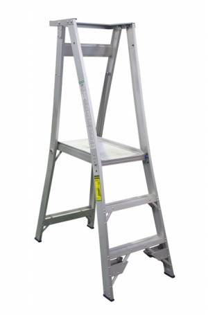 INDALEX Pro Series Aluminium Platform Ladder 3 Steps 6ft/3ft (1.8m/0.9m) | Indalex Platform Shelf | Indalex Platform Castors | Indalex Safety Gate