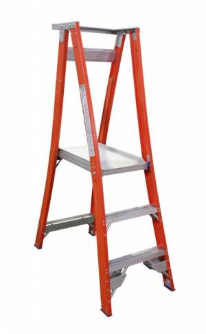 Indalex Pro Series Fibreglass Platform Ladder 3 Step (0.9m) 180kg Rated  PROPF6/3 - "MEGA" LADDER SALE