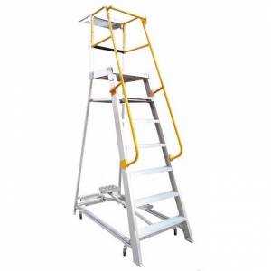 Gorilla Aluminium Order Picking Ladder with Step Through Access - 200kg 2.1m  GOP07 - "MEGA" LADDER SALE