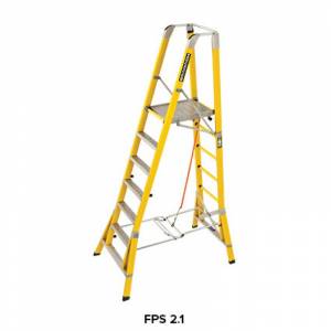 Branach 550mm Fibreglass CorrosionMaster Safety Platform 7 Step Ladder 2.1m Platform Ht (FPS2.1) - Aust Made