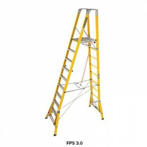 Branach 550mm Fibreglass CorrosionMaster Safety Platform 10 Step Ladder 3.0m Platform Ht (FPS3.0) - Aust Made