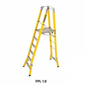 Branach Fibreglass Workmaster 450mm Safety Platform Ladder 6 Step 1.8m Platform Ht (FPL 1.8) - Aust Made