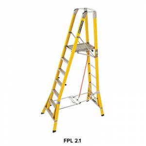 Branach Fibreglass Workmaster 450mm Safety Platform Ladder 7 Step 2.1m Platform Ht (FPL 2.1) - Aust Made