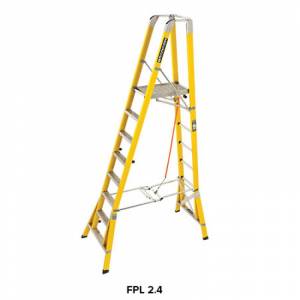 Branach Fibreglass Workmaster 450mm Safety Platform Ladder 8 Step 2.4m Platform Ht (FPL 2.4) - Aust Made