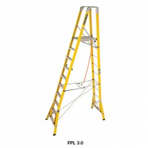 Branach Fibreglass Workmaster 450mm Safety Platform Ladder 10 Step 3.0m Platform Ht (FPL 3.0) - Aust Made