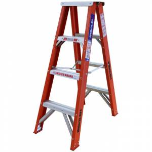 Indalex Tradesman Fibreglass Double Sided Step Ladders 4ft 1.2m - 150kg Rated  TRDSF4D - "MEGA" LADDER SALE