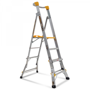 Gorilla 0.9m-1.2m 180kg Aluminium Heavy Duty Adjustable Platform Ladder  PL0304-HD - "MEGA" LADDER SALE