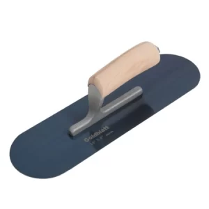GOLDBLATT 355mm X 100mm BLUE STEEL POOL TROWEL WOOD HANDLE - GO6103