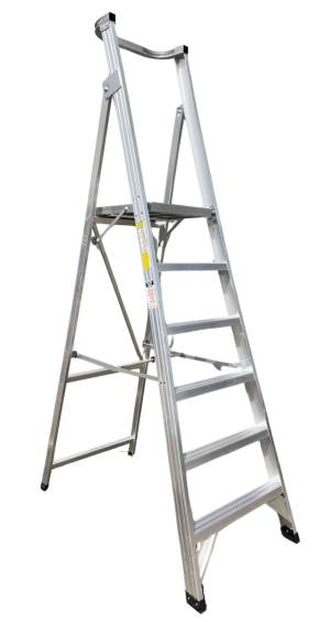 CLIMBMAX 150kg Rated Aluminium Platform Ladder 6 Step (6ft / 1.8m Platform Height) - "MEGA" LADDER SALE