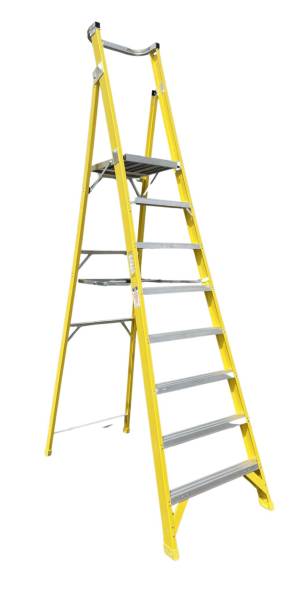 CLIMBMAX Fibreglass Platform Ladder 8 Step (8ft / 2.4m Platform Height) - "MEGA" LADDER SALE