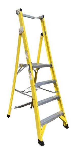 CLIMBMAX 150kg Rated Fibreglass Platform Ladder 4 Step (4ft / 1.2m Platform Height) - "MEGA" LADDER SALE
