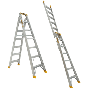 Gorilla 2.1-3.9m (7-13') Heavy Duty Industrial Dual Purpose Double Sided Step Ladder - 180Kg Rated - DM007-HD - "MEGA" LADDER SALE