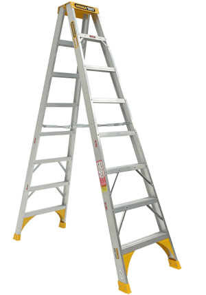 Gorilla 2.4m (8') Heavy Duty Industrial Double Sided Aluminium Step Ladder - 180Kg Rated - SM008-HD - "MEGA" LADDER SALE