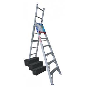 Indalex Pro Series Aluminium 5 Way Step Extension Ladder 7ft 2.1m - 3.5m - 150kg Rated -"MEGA" LADDER SALE