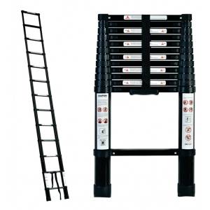 Black Aluminium Lightweight Telescopic Ladder 150kg Rated 0.83m - 3.2m with Carry Bag
