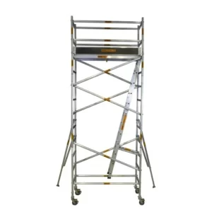 3.8m – 4.2m (Platform Height) Aluminium Mobile Narrow Scaffold - W: 0.74m x L: 2.0m