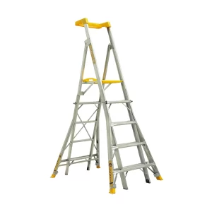Gorilla Heavy Duty Height Adjustable Platform Ladder with Integrated Quad Levellers 180KG Load Rated - 1.2 - 1.8m - PL0508HD-LVL - "MEGA" LADDER SALE