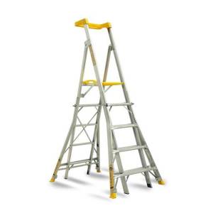 Gorilla RPL0508-LVL 1.45m-2.34m 150kg Compact Aluminium Adjustable Platform Ladder with Integrated Quad Leveller - "MEGA" LADDER SALE